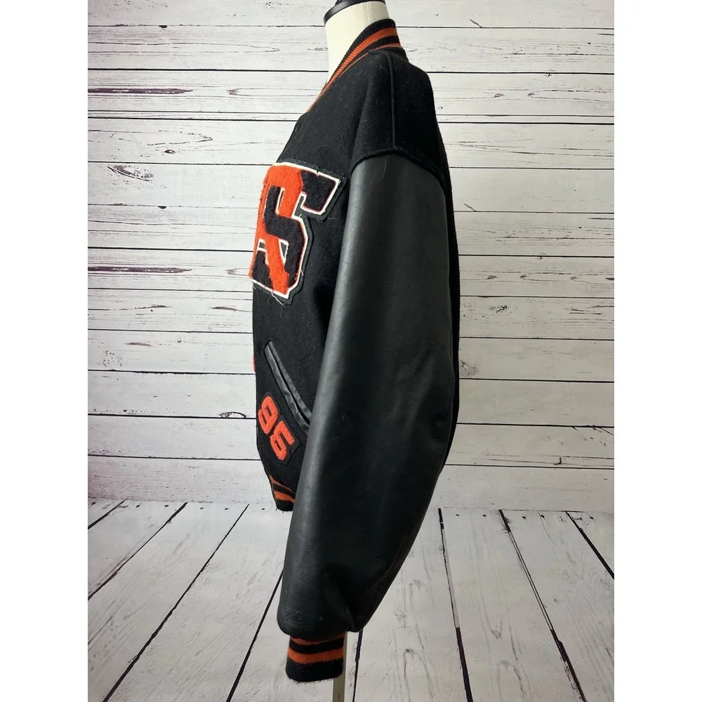 Delong Letterman Jacket Wool USA Large Vintage 80s 90s High School Bomber Coat